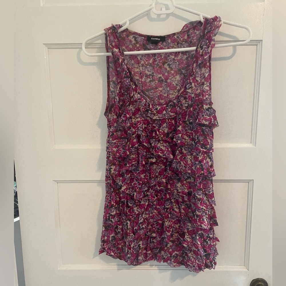 Floral mesh top